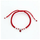 Adjustable Red Thread Silver Heart Bracelet Lucky Jewelry