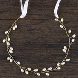 Bridesmaid Hair Band Bride Ribbon Headband Pearl Bridal Wedding Hair Accessories