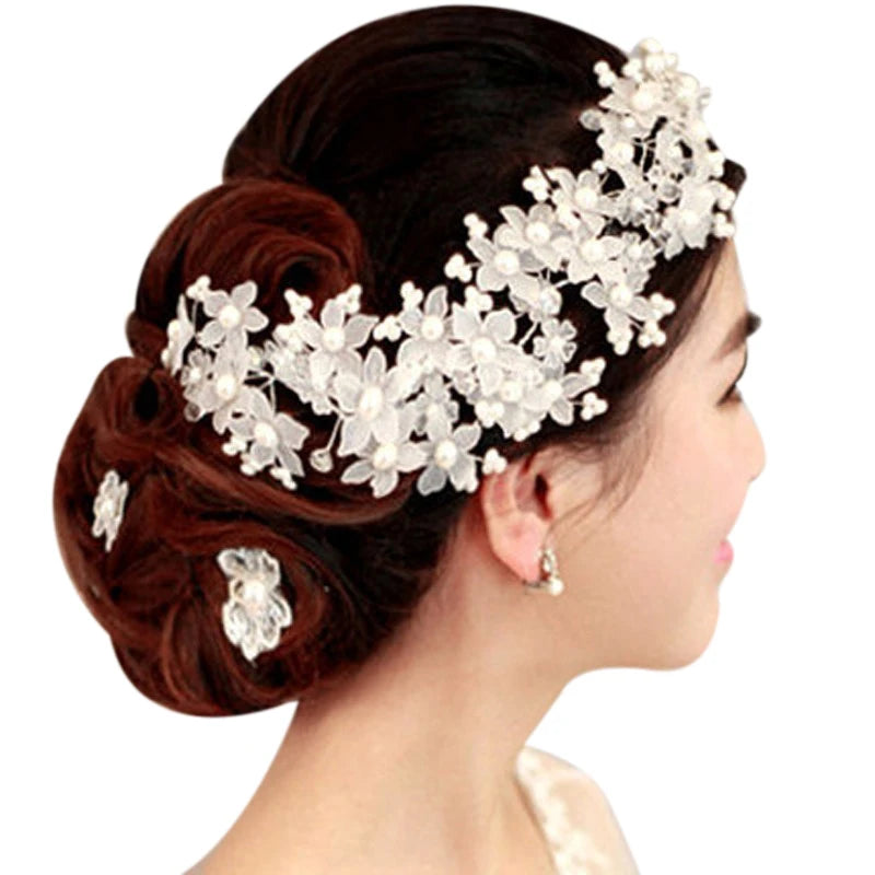 Beads Hair Flower Headpiece Bride Hair Pieces
