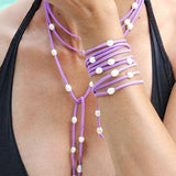 Brown Leather Necklace with Natural Freshwater Pearl Embellishment
