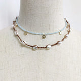 Brown Leather Necklace with Natural Freshwater Pearl Embellishment