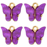 Butterfly Pendant Earrings Colorful Acrylic Insect Golden Charm
