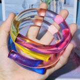 Transparent Geometric Acrylic Resin Open Bangle for Women