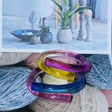 Transparent Geometric Acrylic Resin Open Bangle for Women