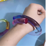 Transparent Geometric Acrylic Resin Open Bangle for Women