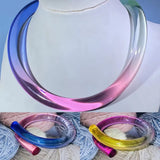 Transparent Geometric Acrylic Resin Open Bangle for Women