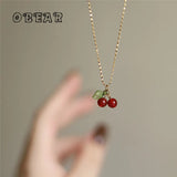 Carnelian Cherry Pendant Necklace 18k Plated Gypsophila Clavicle Chain