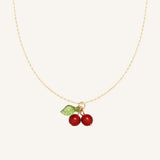 Carnelian Cherry Pendant Necklace 18k Plated Gypsophila Clavicle Chain