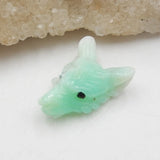 Carved Chrysoprase Wolf Head Pendant Bead 24x17x8mm