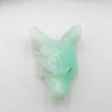 Carved Chrysoprase Wolf Head Pendant Bead 24x17x8mm