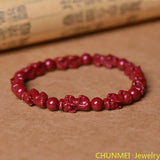 Carved Cinnabar Bracelet High Content Beads Jewelry