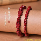 Carved Cinnabar Bracelet High Content Beads Jewelry
