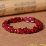 Carved Cinnabar Bracelet High Content Beads Jewelry