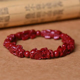 Carved Cinnabar Bracelet High Content Beads Jewelry