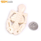 Carved Skull Halloween Tan Cream OX Bone Beads Bracelet Necklace DIY