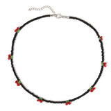 Cherry Rice Beads Choker Necklace for Women Bohemian Clavicle Chain