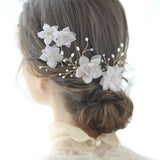 Chiffon Silk Flower Hair Pin for Women Brides Wedding
