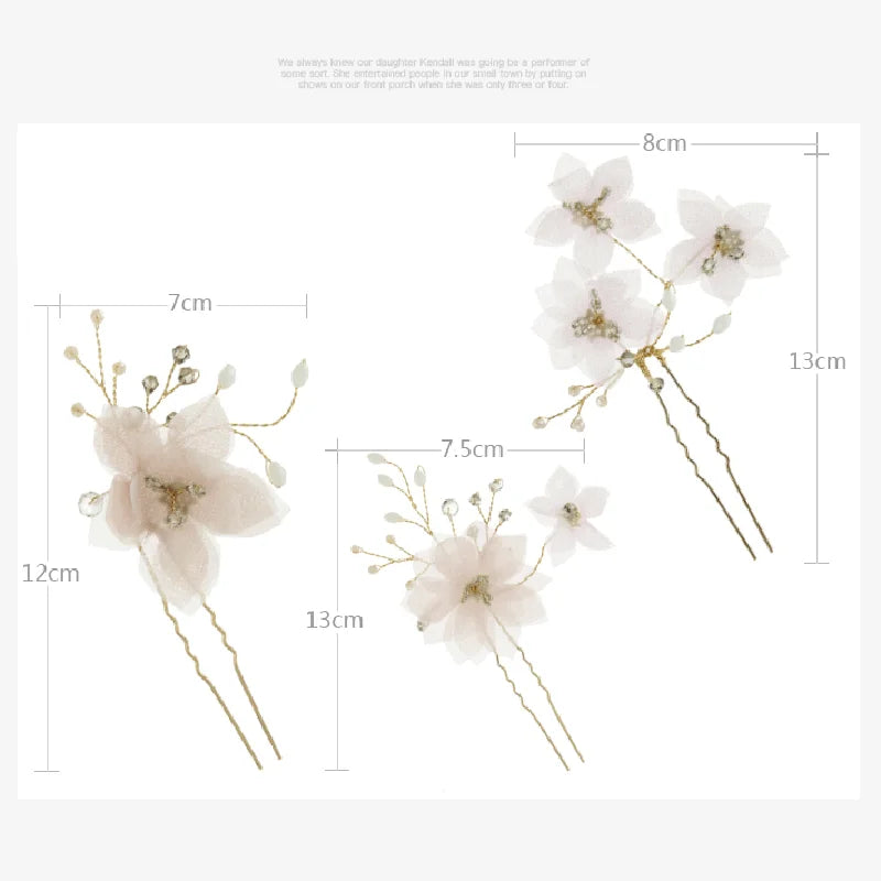 Chiffon Silk Flower Hair Pin for Women Brides Wedding