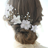 Chiffon Silk Flower Hair Pin for Women Brides Wedding