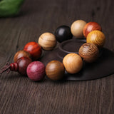 Chinese Character Buddhist Wood Bracelet 20mm Beads Sandalwood Men Bracelet