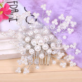 Chinese Wedding Hair Accessories Red Bride Headdress Bridal Pearl Hair Side Comb
