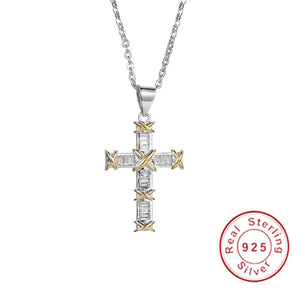 925 Sterling Silver Cross Pendant with Necklace for Women Gift
