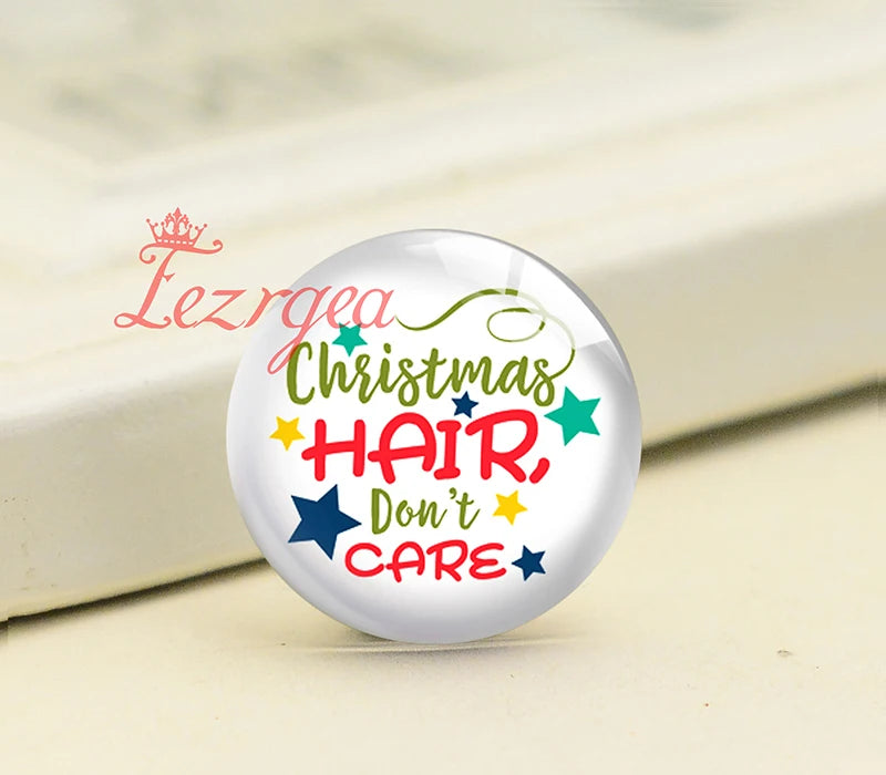 Christmas Joy X-Mas Elf Santa Blessed Glass Cabochons DIY Jewelry