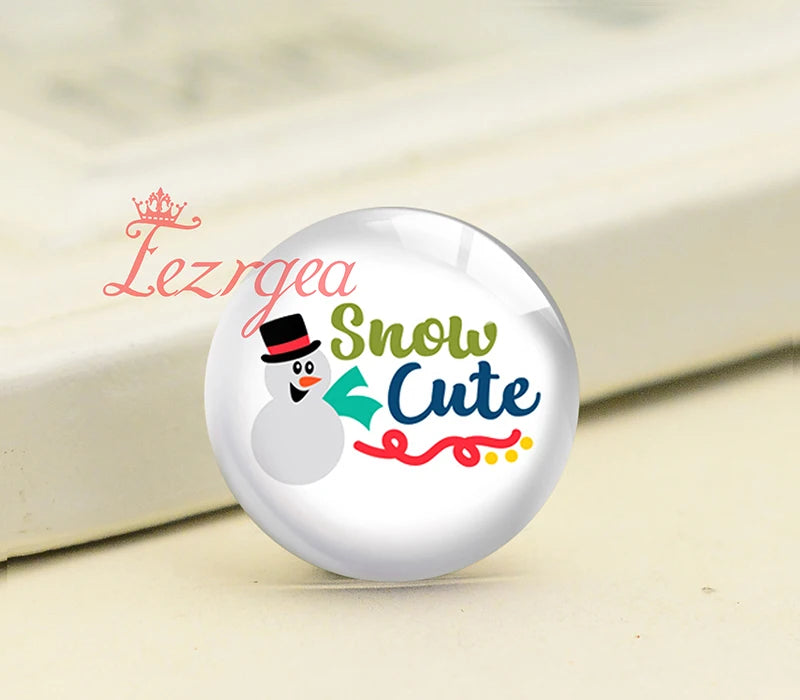 Christmas Snowman Santa Candy Glass Cabochons DIY Jewelry Making
