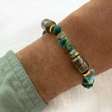 Chrysocolla Garnet Sunstone Bracelet Natural Stone Bangle
