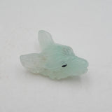 Chrysoprase Carved Wolf Head Pendant Bead 24x17x10mm