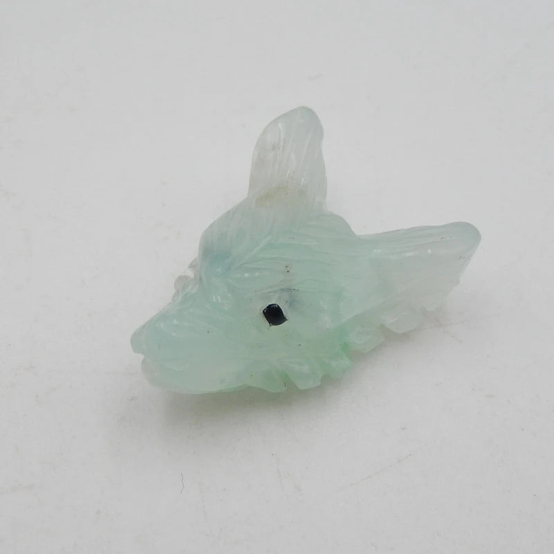 Chrysoprase Carved Wolf Head Pendant Bead 24x17x10mm