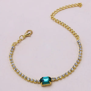 Claw Green Crystal Bracelet Rhinestone Chain Cube Adjustable Hand Jewelry
