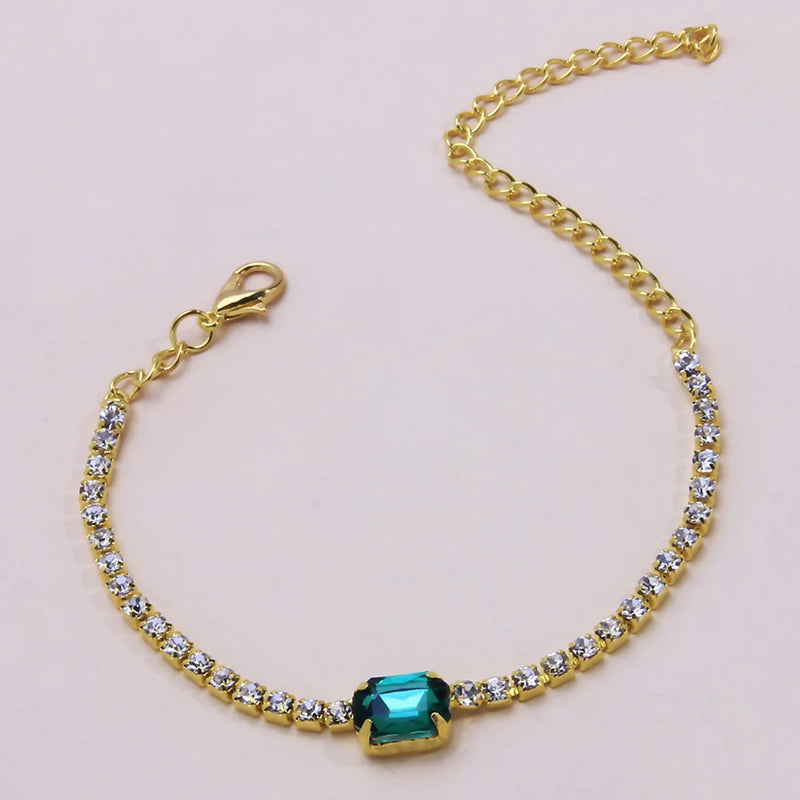 Claw Green Crystal Bracelet Rhinestone Chain Cube Adjustable Hand Jewelry
