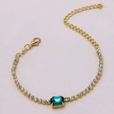 Claw Green Crystal Bracelet Rhinestone Chain Cube Adjustable Hand Jewelry
