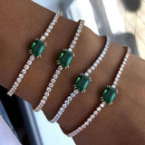 Claw Green Crystal Bracelet Rhinestone Chain Cube Adjustable Hand Jewelry