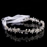 Crystal Beaded Wedding Headband Flower Leaf Pearl Bride Headpiece