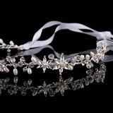Crystal Beaded Wedding Headband Flower Leaf Pearl Bride Headpiece