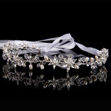 Crystal Beaded Wedding Headband Flower Leaf Pearl Bride Headpiece