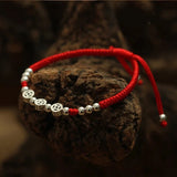Coin Bangle Bracelet 925 Sterling Silver Red Thread Party Jewelry