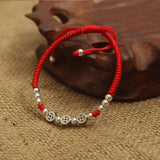 Coin Bangle Bracelet 925 Sterling Silver Red Thread Party Jewelry