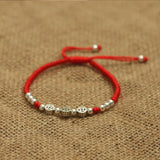 Coin Bangle Bracelet 925 Sterling Silver Red Thread Party Jewelry