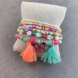 Colorful Bead Tassel Bracelet with Butterfly Pendant