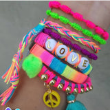 Colorful Bead Tassel Bracelet with Butterfly Pendant
