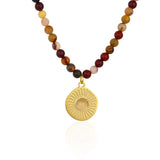 Colorful Natural Stone Beaded Necklace Bohemian Pendant Collier Femme