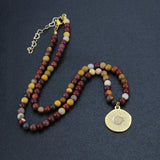 Colorful Natural Stone Beaded Necklace Bohemian Pendant Collier Femme