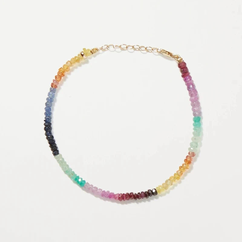 Colorful Tourmaline Stone Bracelet Women Charm Summer Beach Jewelry