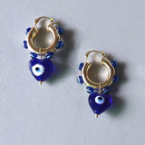 Vintage Copper Alloy Hoops Earrings Evil Eye Yin Yang Pendant Jewelry
