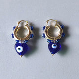 Vintage Copper Alloy Hoops Earrings Evil Eye Yin Yang Pendant Jewelry