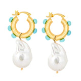 Vintage Copper Alloy Hoops Earrings Evil Eye Yin Yang Pendant Jewelry