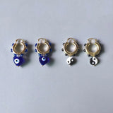 Vintage Copper Alloy Hoops Earrings Evil Eye Yin Yang Pendant Jewelry